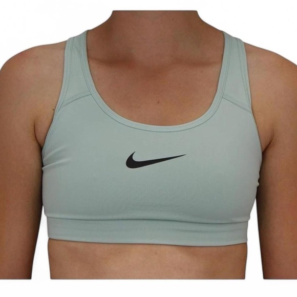 NWOT- Nike Sports Bra Size M Light Blue with Black Swoosh (never worn) - Picture 1 of 6